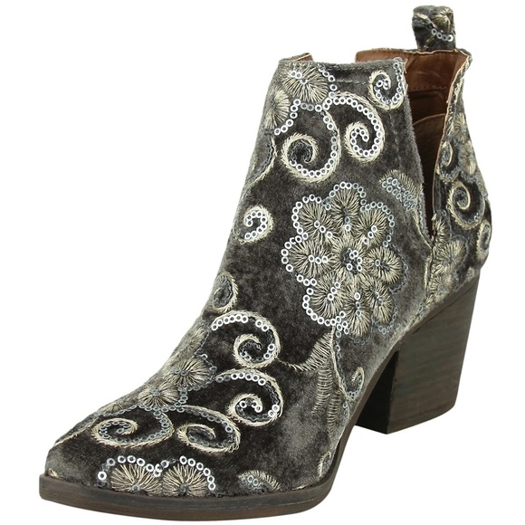 naughty monkey Shoes - Naughty Monkey Sequined Velvet Booties